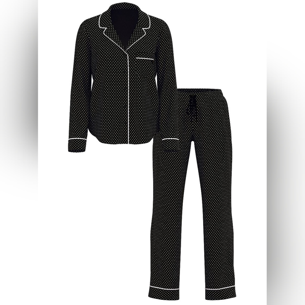 Victoria's Secret Modal Black Polka Dot Pajamas Pajama Set Medium Pj